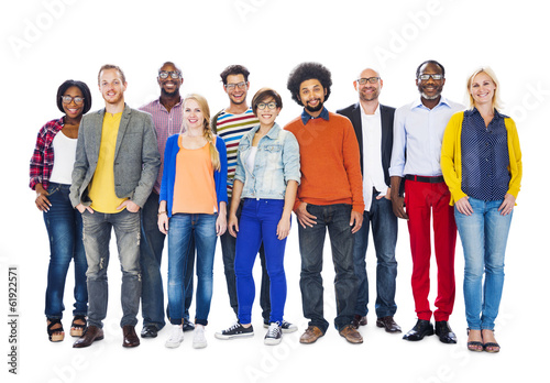 Gruop of Diverse People Standing Together with Toothy Smile