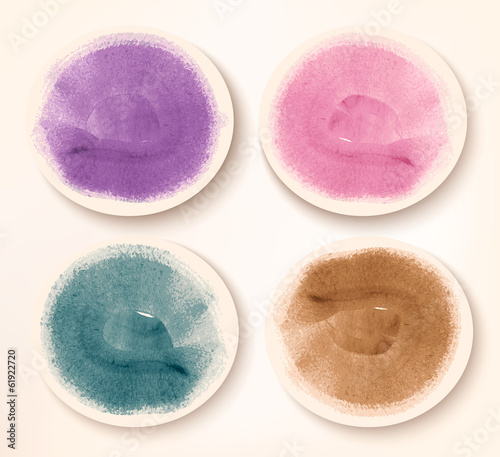 Collection of colorful abstract watercolor banners/speech bubble
