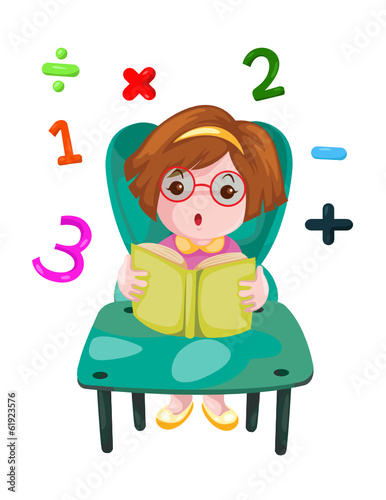cute girl studying mathematics