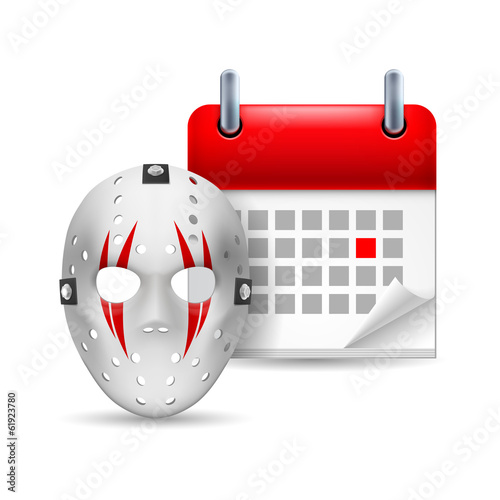 Hockey mask and calendar