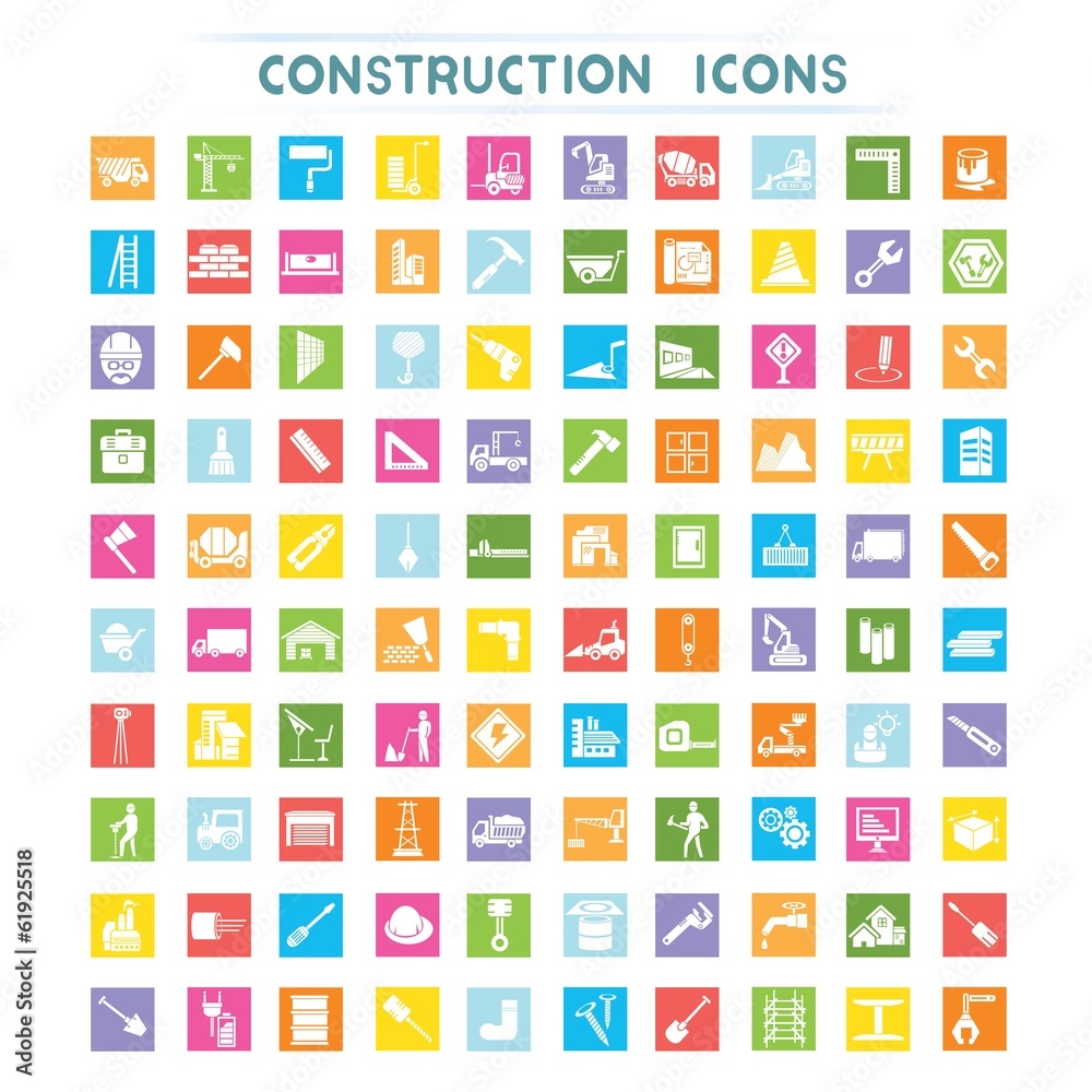 construction icons, flat theme construction icons, flat theme