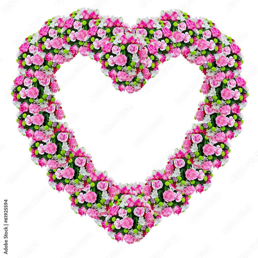 Flowers heart with clipping path