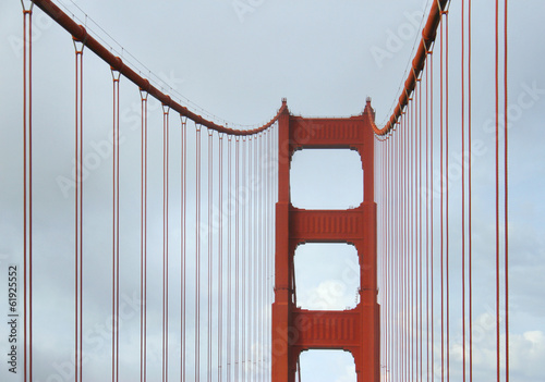 steel ropes of Golden Gate Bridge in San Francisco