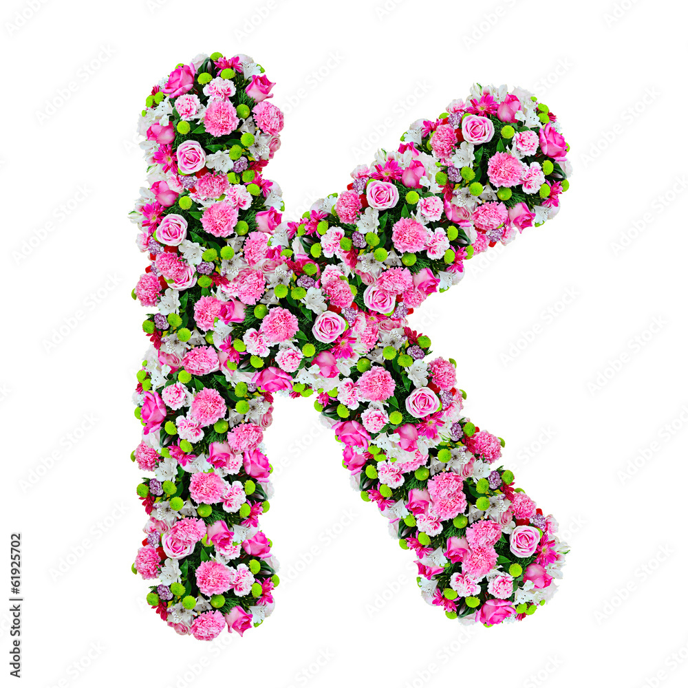 K, flower alphabet isolated on white with clipping path K, flower alphabet isolated on white with clipping path