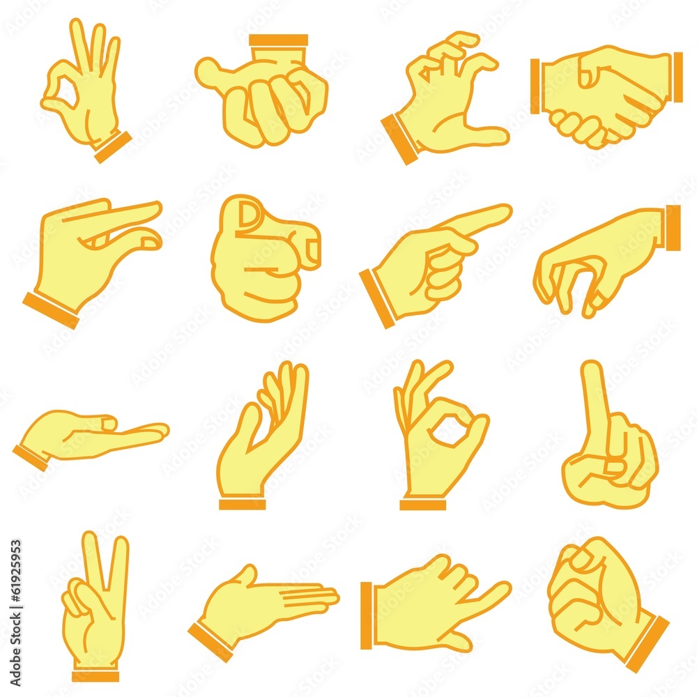 Fototapeta premium hand, cartoon style, orange theme