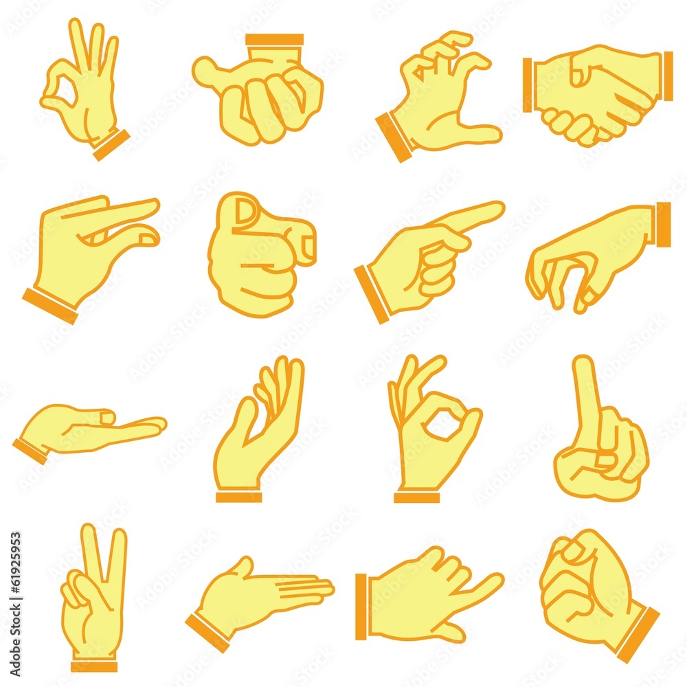 hand, cartoon style, orange theme