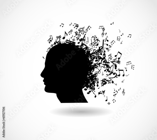 Head of a man with a music notes vector