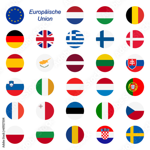 EU Mitgliedstaaten - Flaggen rund