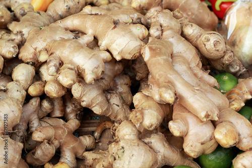 Ginger root in the market