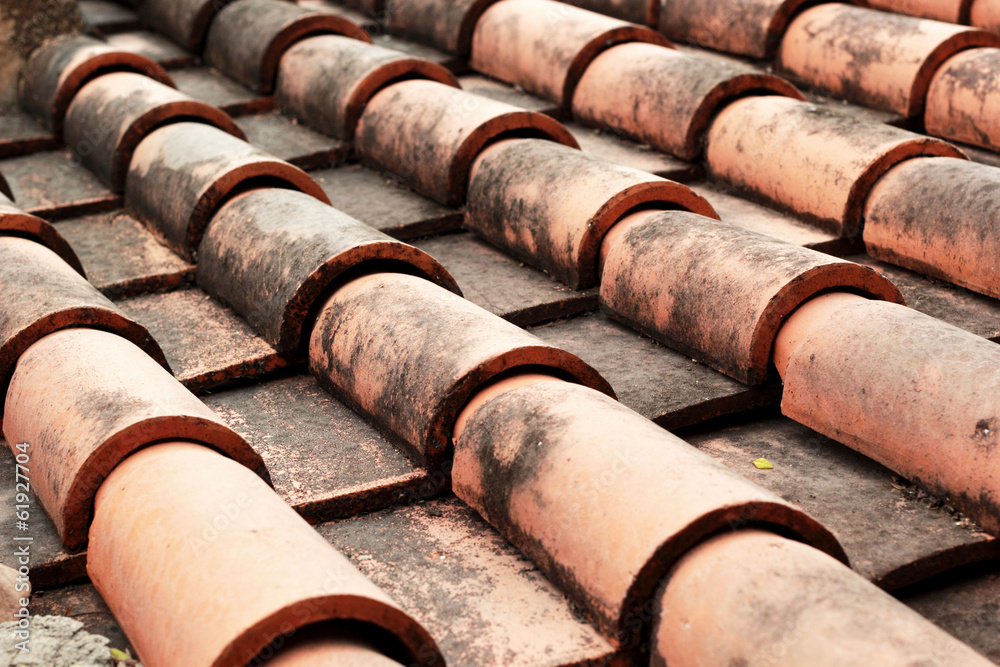 Close up of red roof tiles. Close up of red roof tiles.