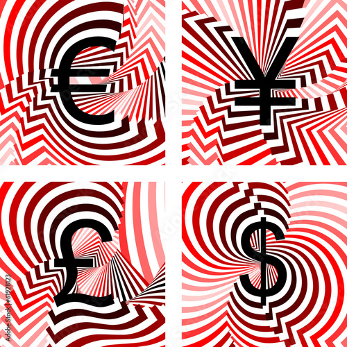 Design currency icons set. Euro, yen, pound, dollar