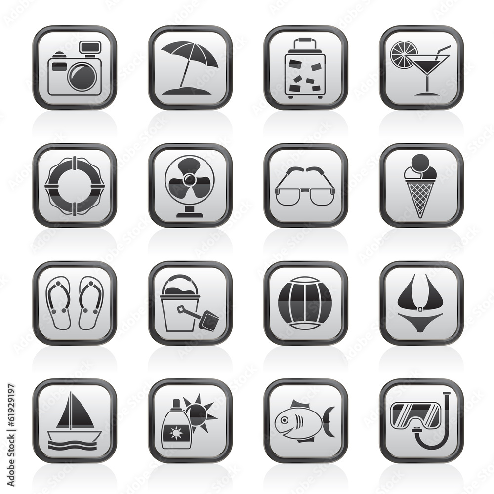 Summer and beach icons - vector icon set Summer and beach icons - vector icon set