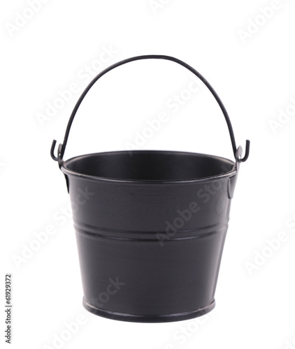 Black bucket on the white background.