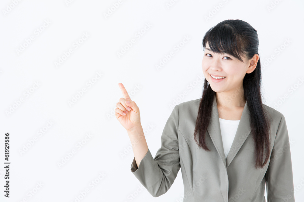 young asian businesswoman showing on white background young asian businesswoman showing on white background