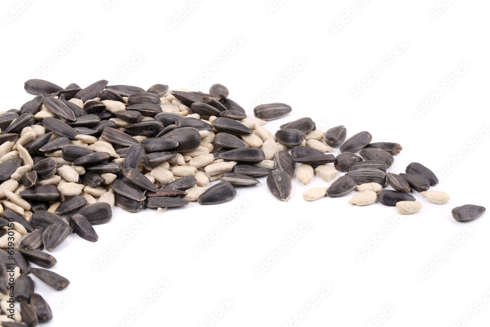 Bunch of black sonflower seeds. Bunch of black sonflower seeds.