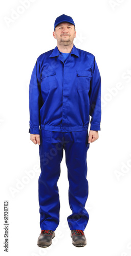 Worker in blue workwear. © indigolotos