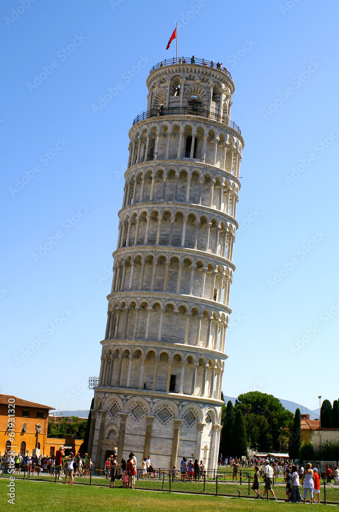 unique leaning tower of Pisa in Piazza dei Miracoli 11