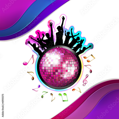 Disco globe and silhouettes