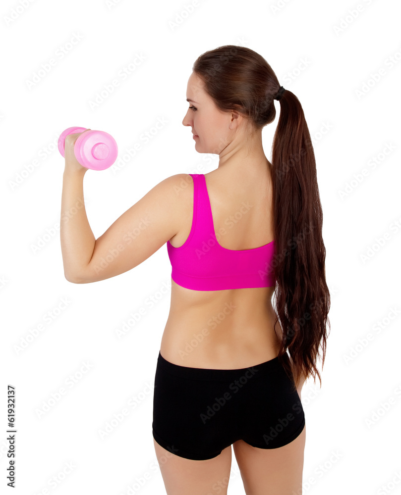 woman exercising with dumbbell woman exercising with dumbbell