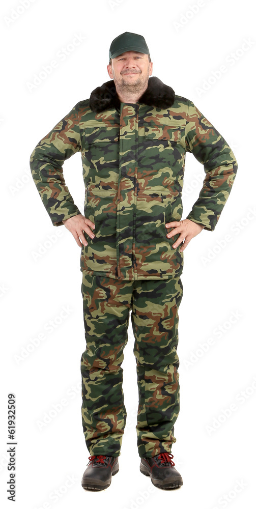 Proud man in military vest. Proud man in military vest.