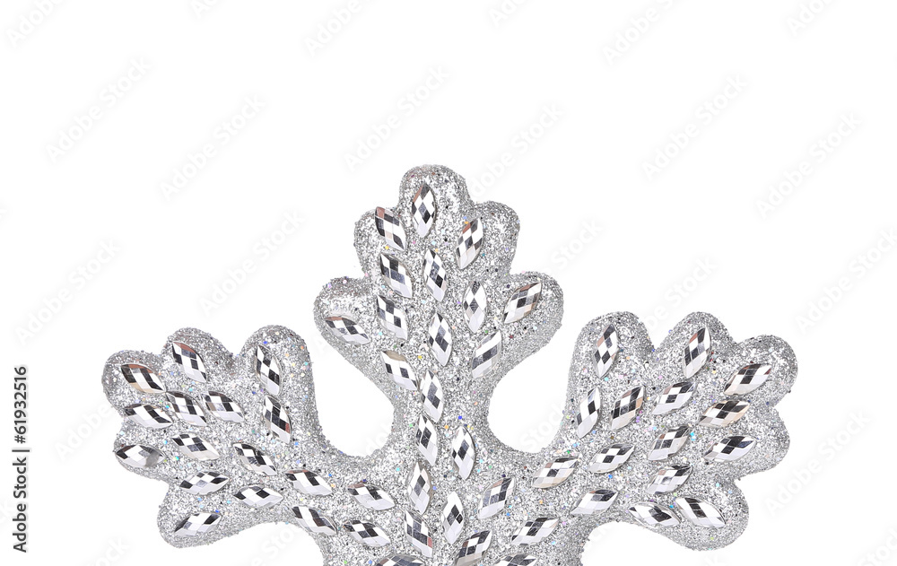 Silver snowflake decoration.