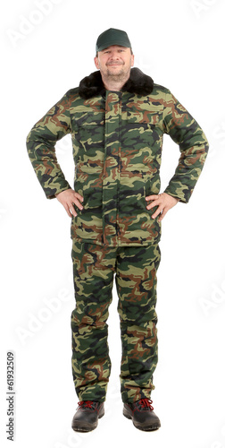 Proud man in military vest.