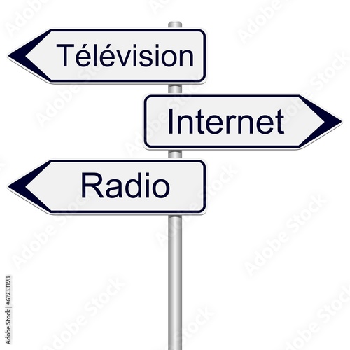 Panneaux indicateurs télévision, internet, radio