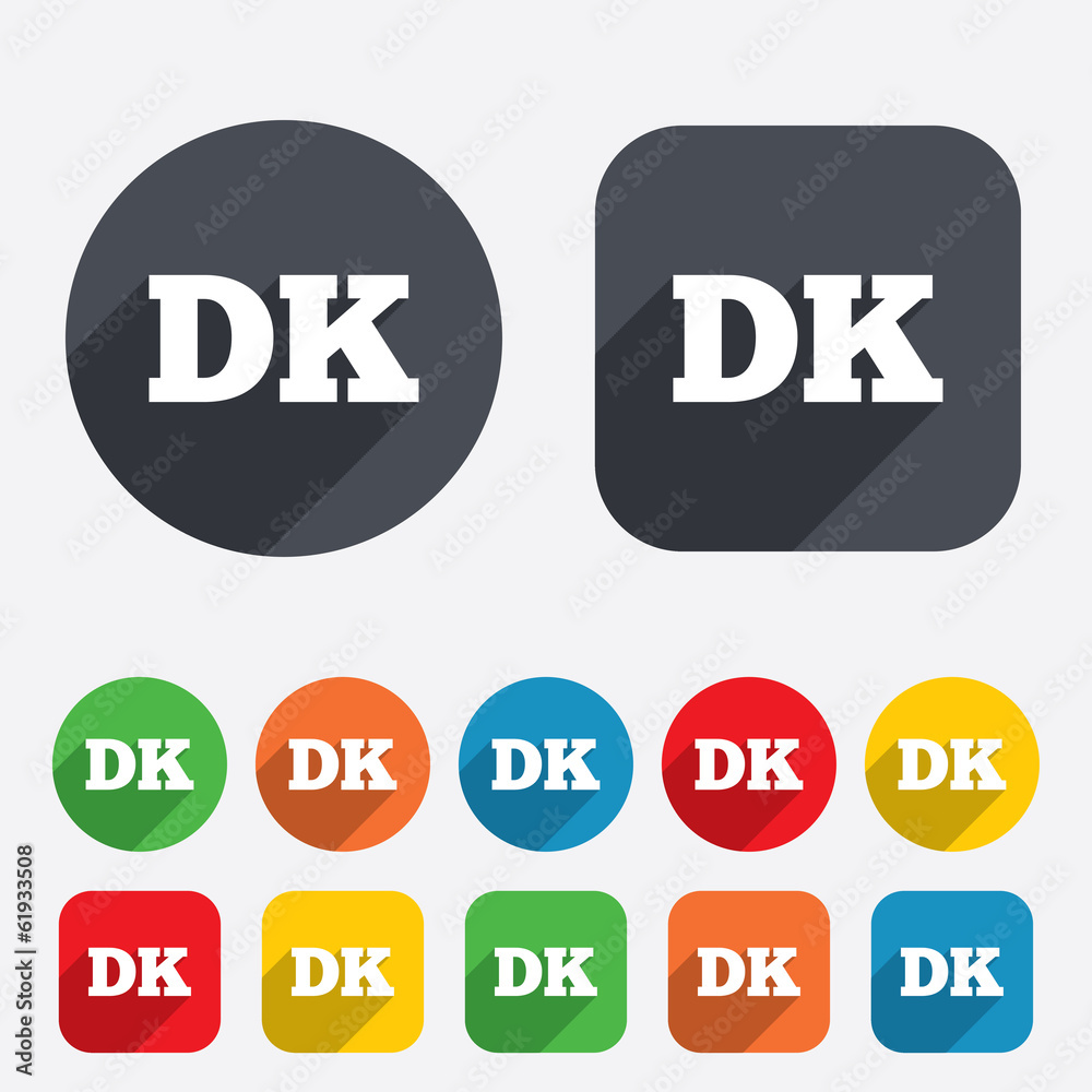 Denmark language sign icon. DK translation. Denmark language sign icon. DK translation.