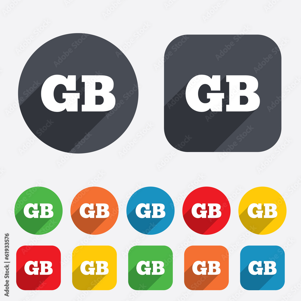 British language sign icon. GB translation. British language sign icon. GB translation.