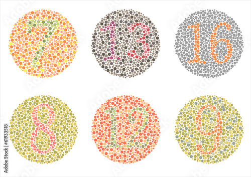 Ishihara Test. color blindness disease. perception test,