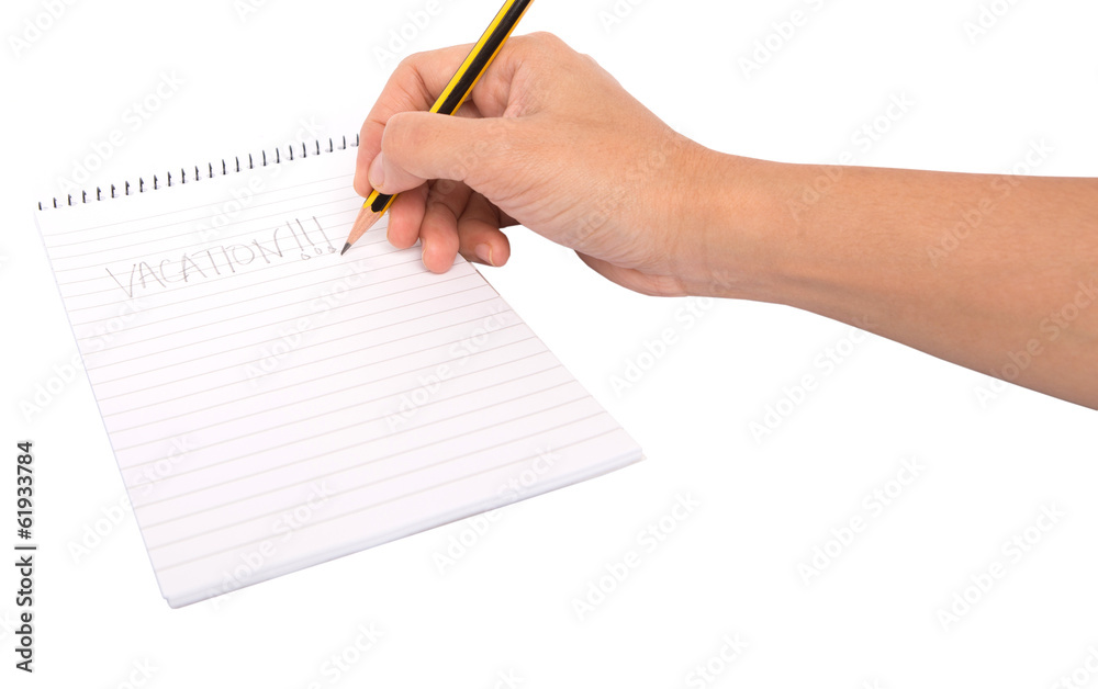 Vacation Word On Notepad