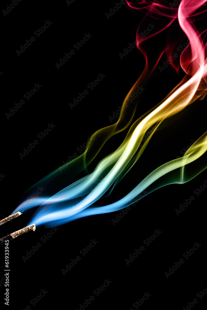 Obraz premium Colorful smoke clouds close up.