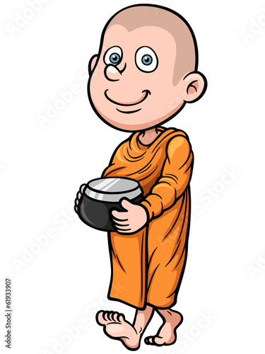 Vector illustration of Cute young monk cartoon