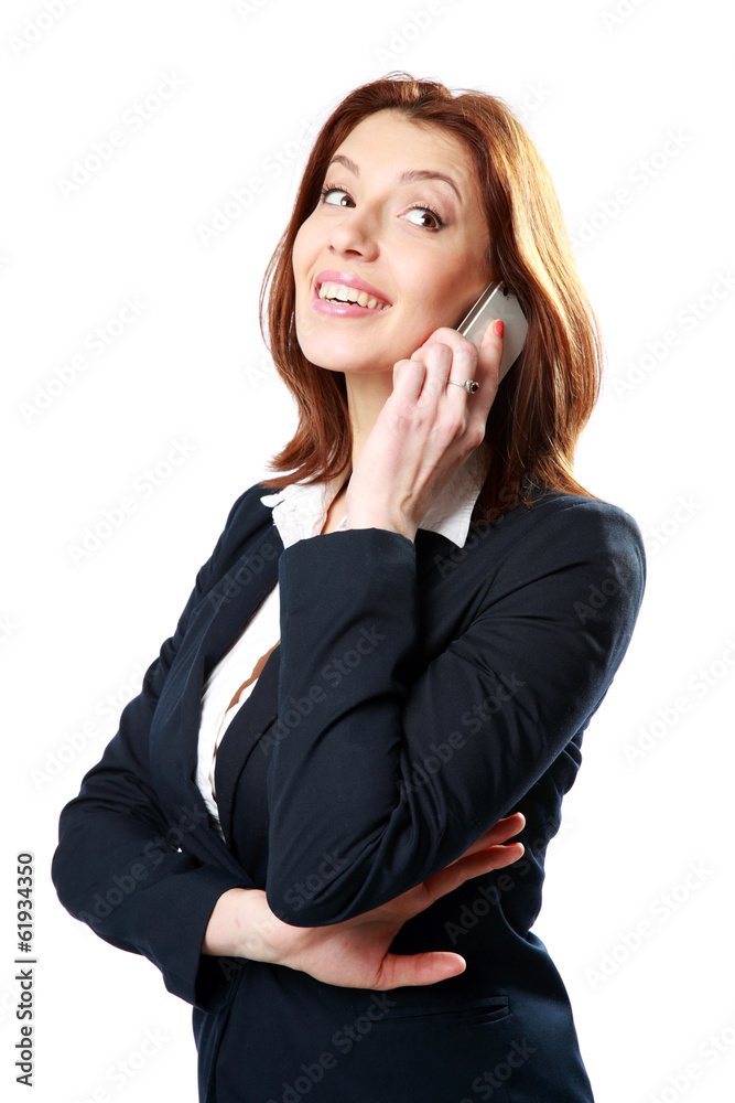 Smiling businesswoman talking on the phone Smiling businesswoman talking on the phone