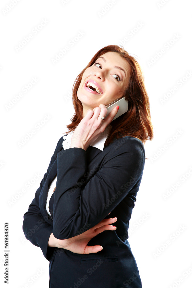 Laughing businesswoman talking on the phone Laughing businesswoman talking on the phone