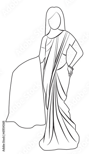 Saree outline illustration