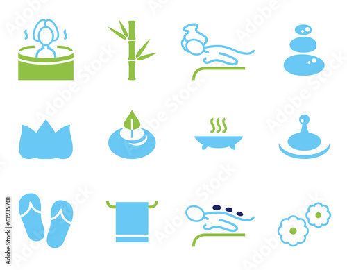 Set of icons for spa, wellness and massage isolated on white