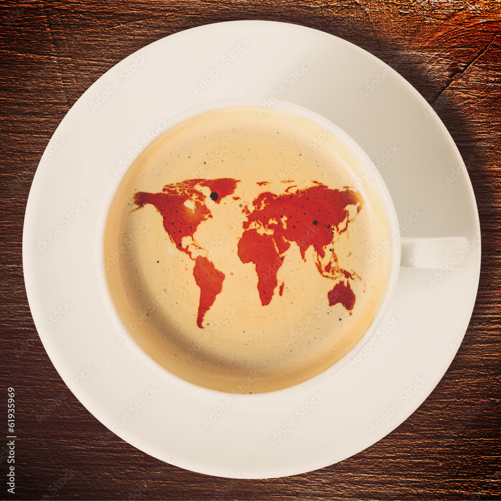 Earth silhouette coffee cup