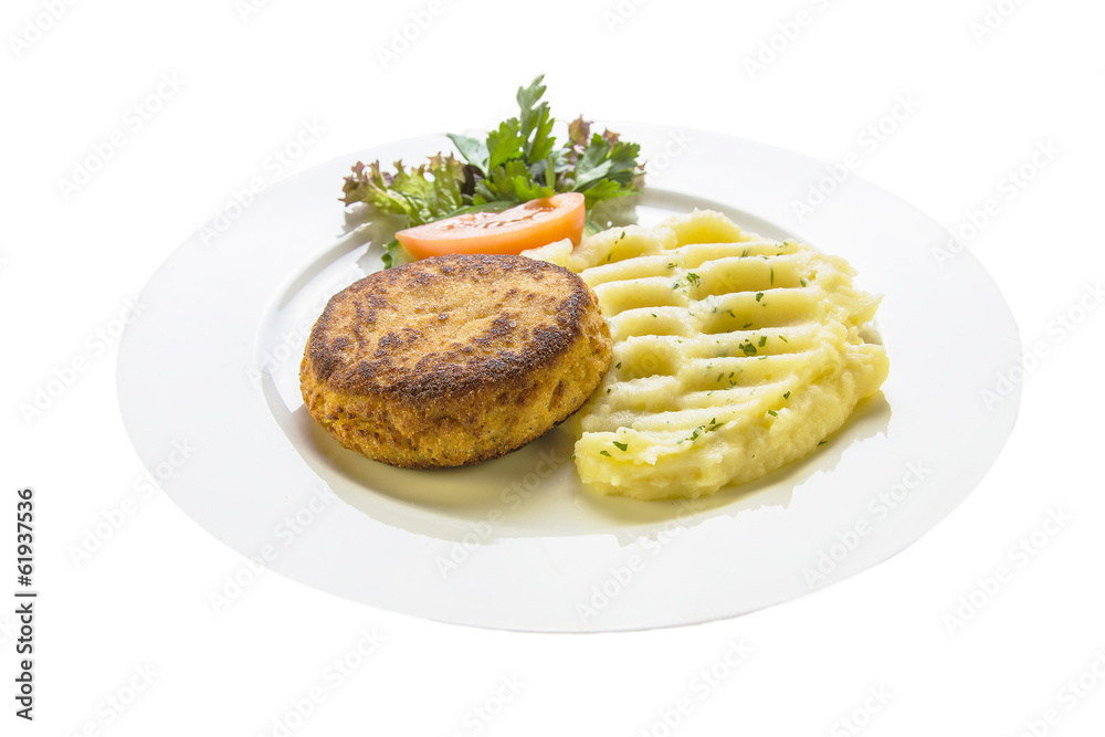 fried steak with mashed potatoes fried steak with mashed potatoes