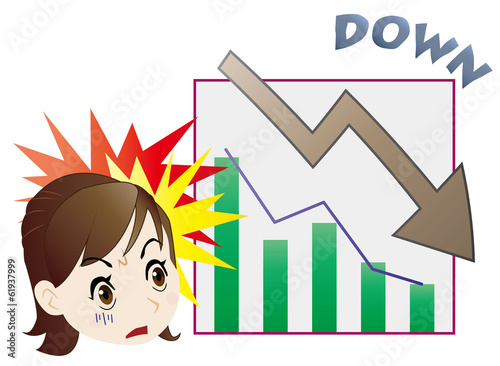 業績悪化に驚く女性