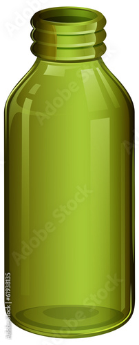A green medical bottle