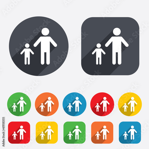 One-parent family with one child sign icon.