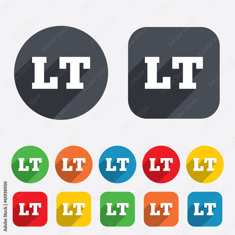 Lithuanian language sign icon. LT translation Lithuanian language sign icon. LT translation