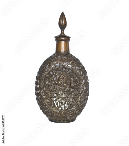 Rare eastern arabic brass glass wine carafe decanter