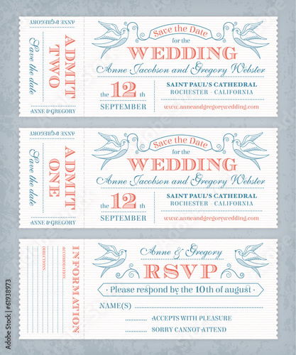 Vector Wedding Invite Tickets