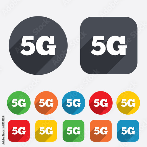 5G sign. Mobile telecommunications technology.