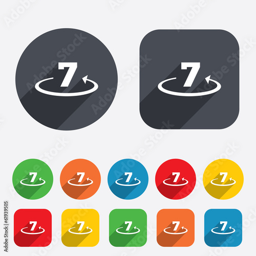 Return of goods within 7 days sign icon.