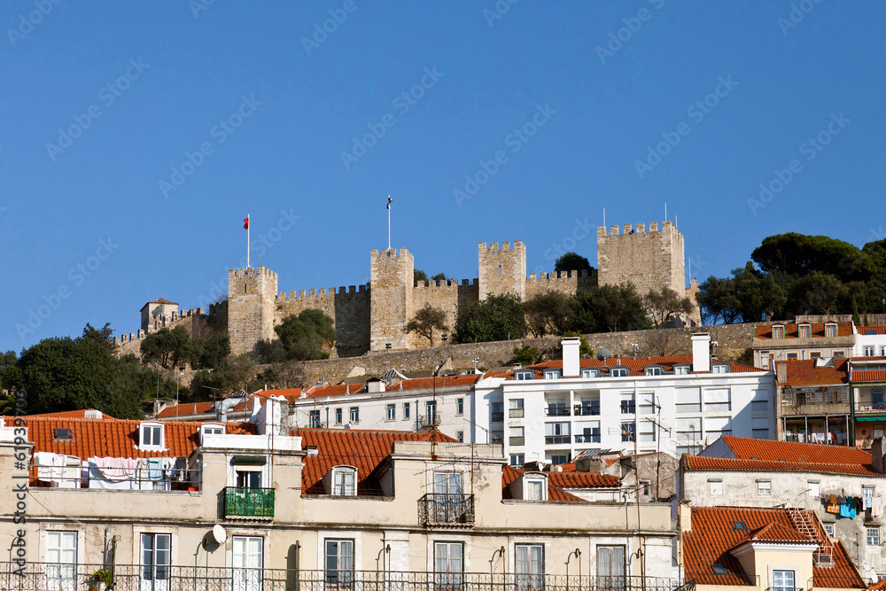 View of the Sao Jorge Castle from the Baixa