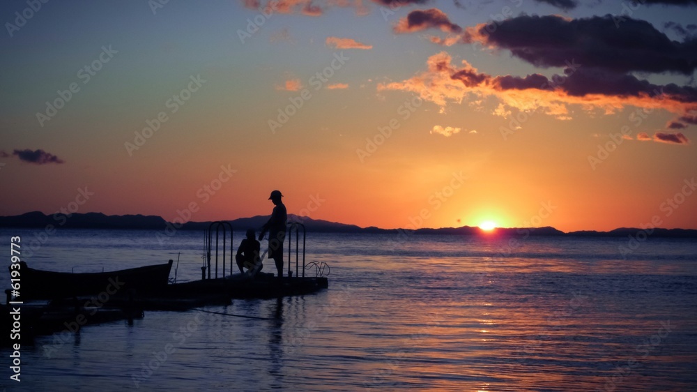 fisherman at sunset