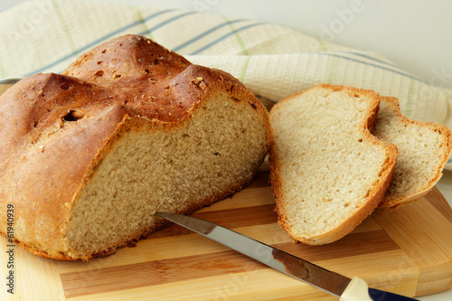 Homemade bread cut into pieces
